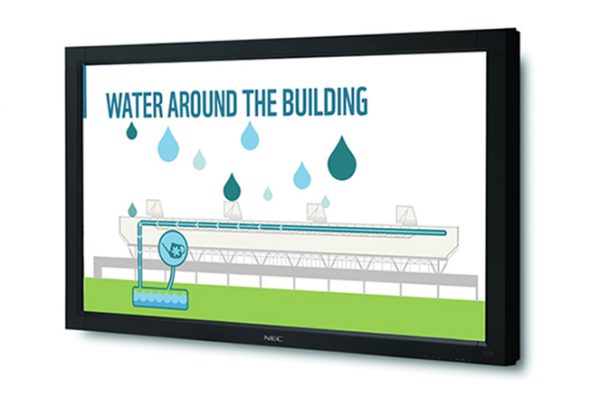Water cycling through the building animation