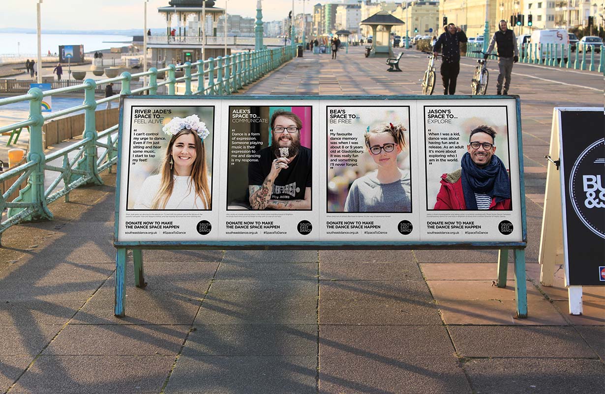 Space to dance posters on Brighton seafront