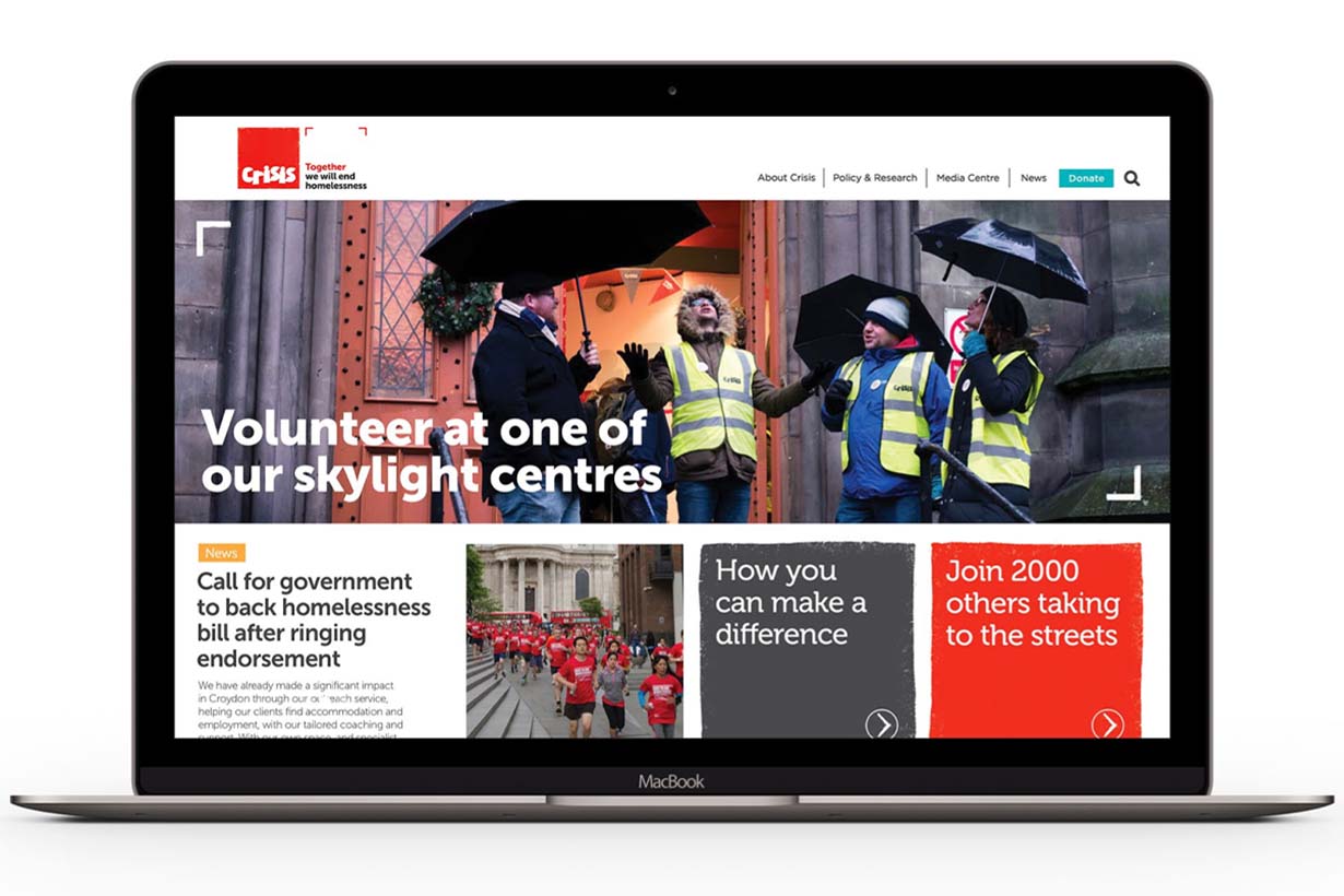 A mockup for the new Crisis website