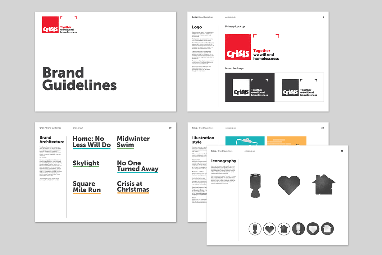 A glimpse of the new Crisis brand guidelineses