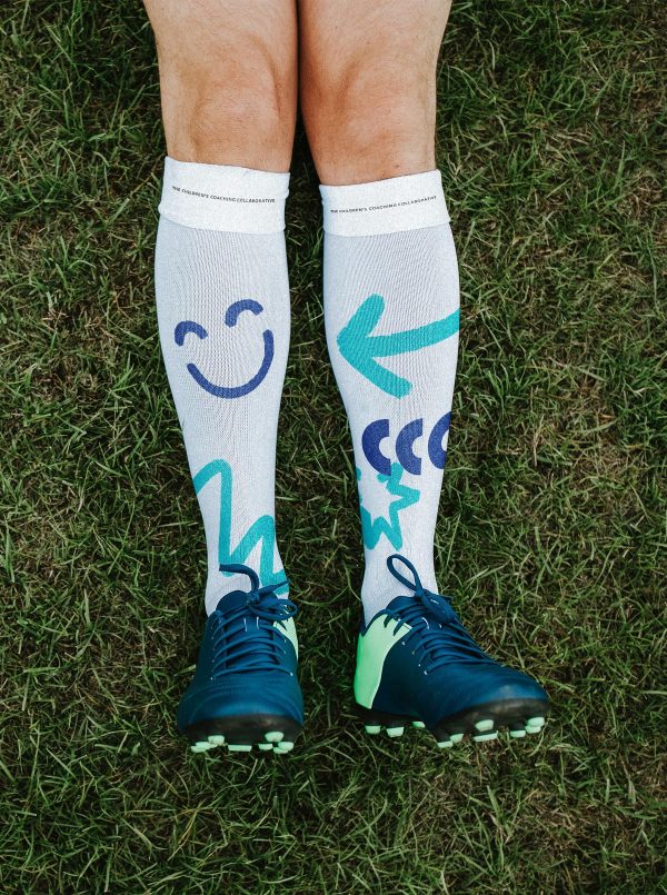 Football socks with Play their way designs